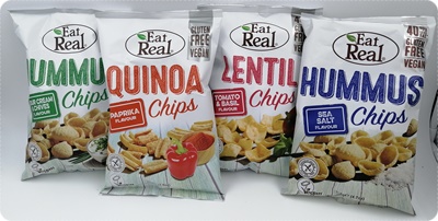 Gesünder Snacken mit den veganen Chips von Eat Real - Leckere Linsen, Hummus und Quinoa Chips